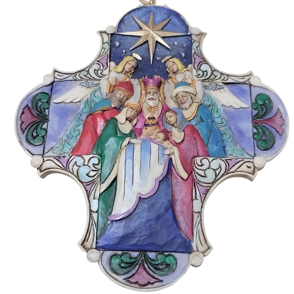 Jim Shore Heartwood Creek Nativity Cross Ornament 2013 Enesco #4034418 4"